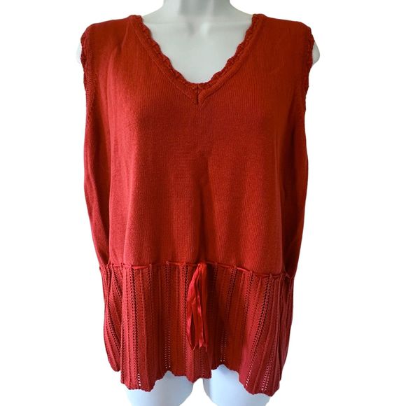 Requirements Vintage Orange Cardigan Sweater Tank Knit Set Size XL - Picture 7 of 10